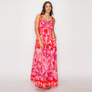 Red & Pink Wild Jungle Print Maxi Dress