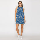 Jacquard Pattern Embroidery Denim Mini Shift Dress- LWD2870