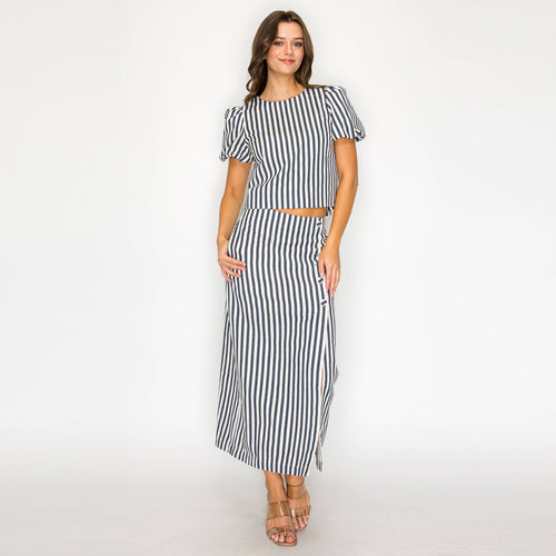 Harbor Stripe Puff Top