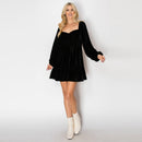 Black velvet mini dress