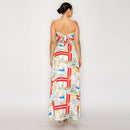 ATLANTIC BREEZE RED Satin Scarf Maxi Skirt