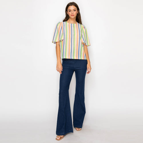 Festival Stripes Flare Sleeves Top