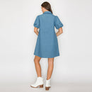 Ruffle Detail Collar Denim Mini Dress