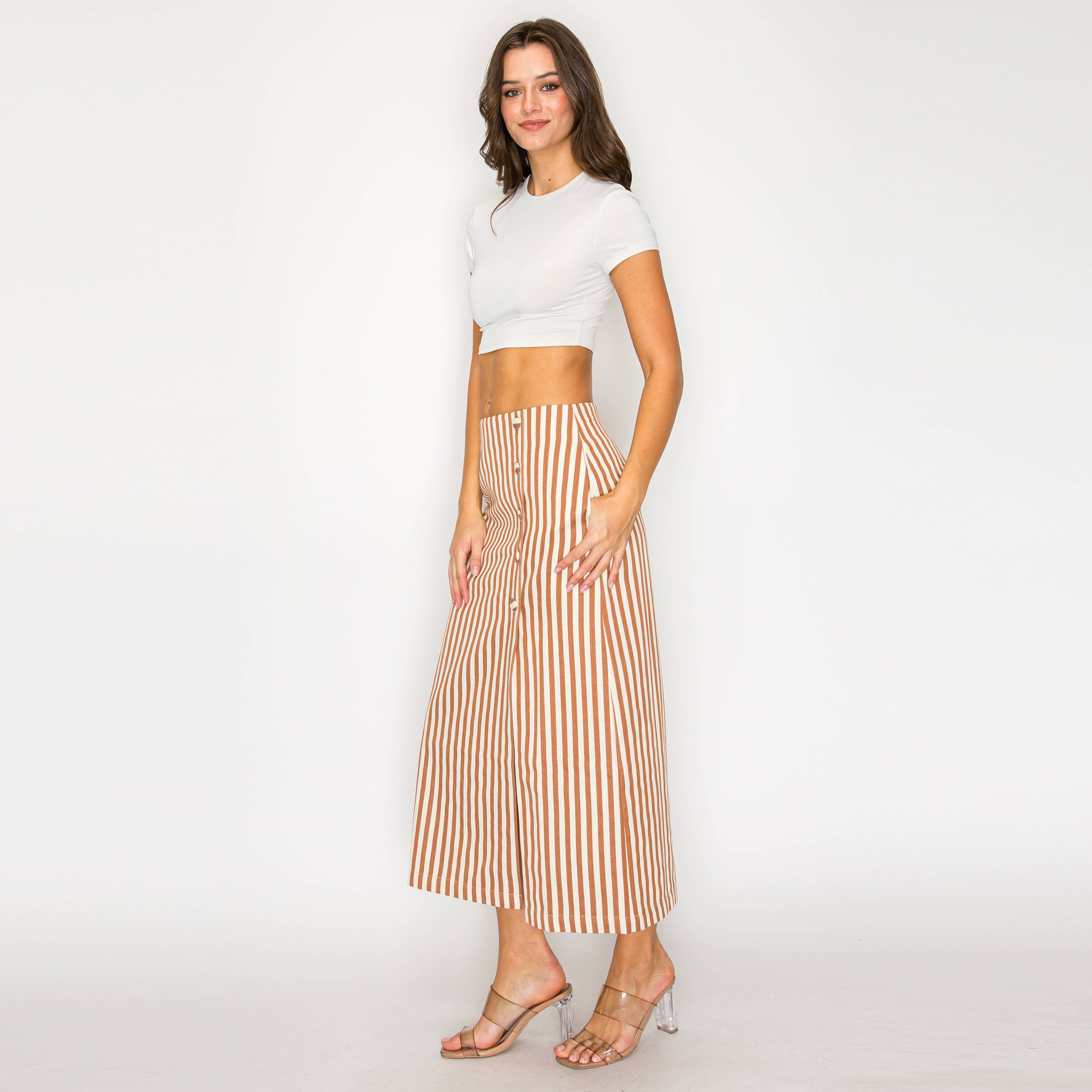 Modern Stripe Midi Skirt