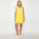 Lemon Yellow Daisy Eyelet Embroidery Mini Dress