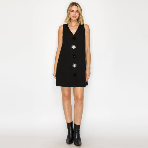 Midnight Bloom Embellished Shift Dress