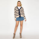 Love Love Bow Stripe V-neck Cardigan - LWSW1218