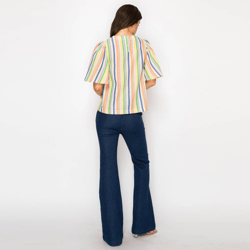Festival Stripes Flare Sleeves Top