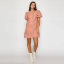 Classic Boucle Mini Shift Dress in Salmon Pink