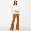 Camel suede boot cut pants