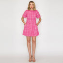 Pretty Pink Checker Boucle Mini Dress
