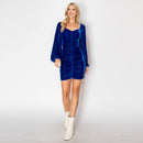 Royal blue velvet mini dress