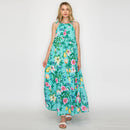 Summer Flower with Shell Halter Maxi Dress