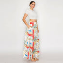 ATLANTIC BREEZE RED Satin Scarf Maxi Skirt