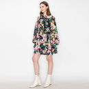 Black wild floral print mini dress