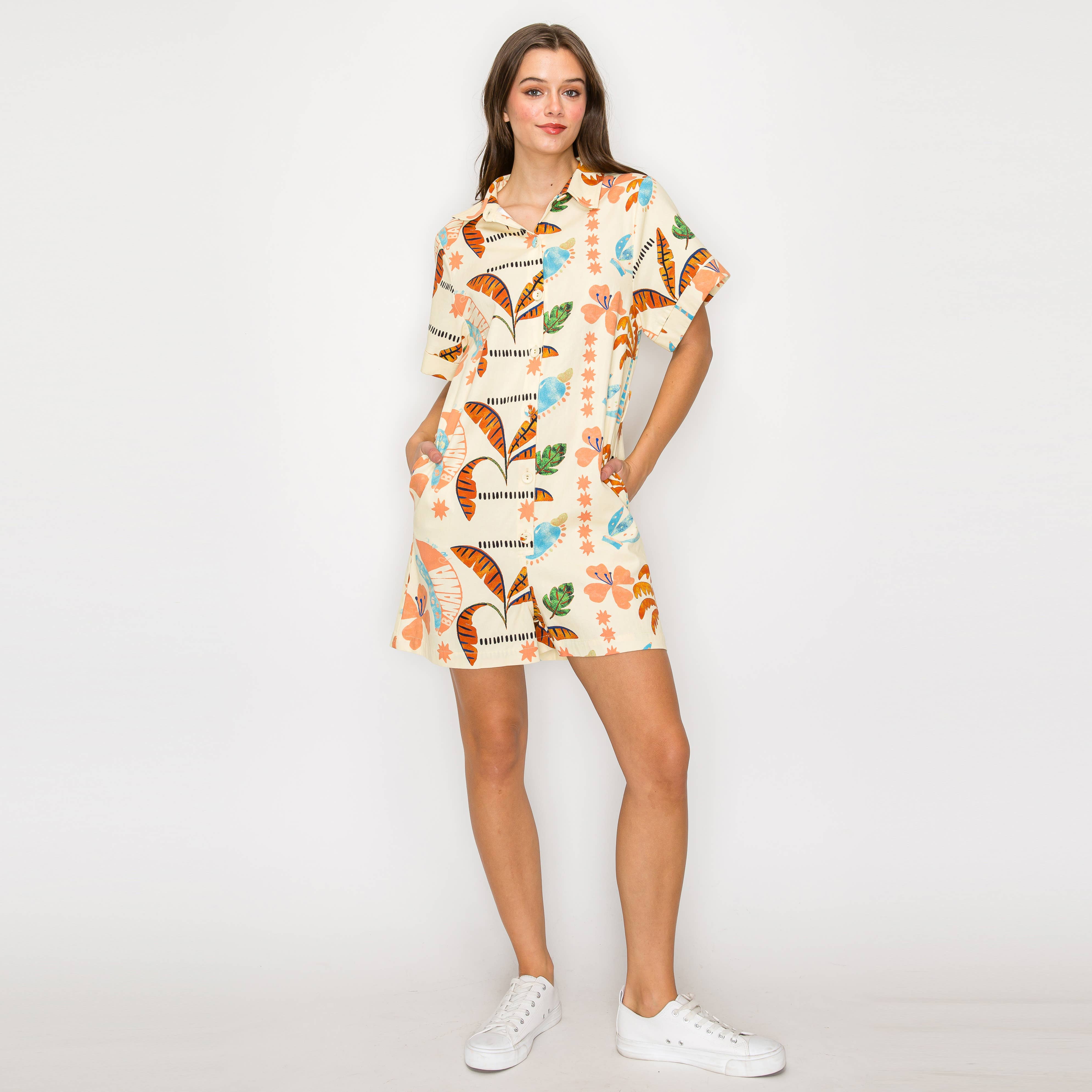 Brown Summer Tropical Romper