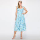Print smocking cami midi dress