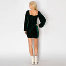 Dark green velvet mini dress