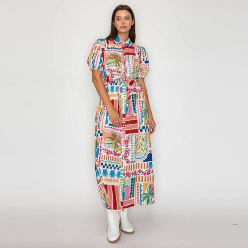 Dreamy Desert Print Shirts Midi Dress