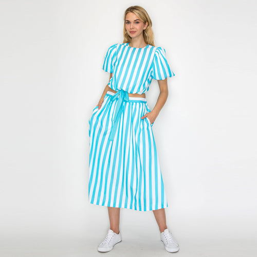 Turquoise Blue Stripe Set