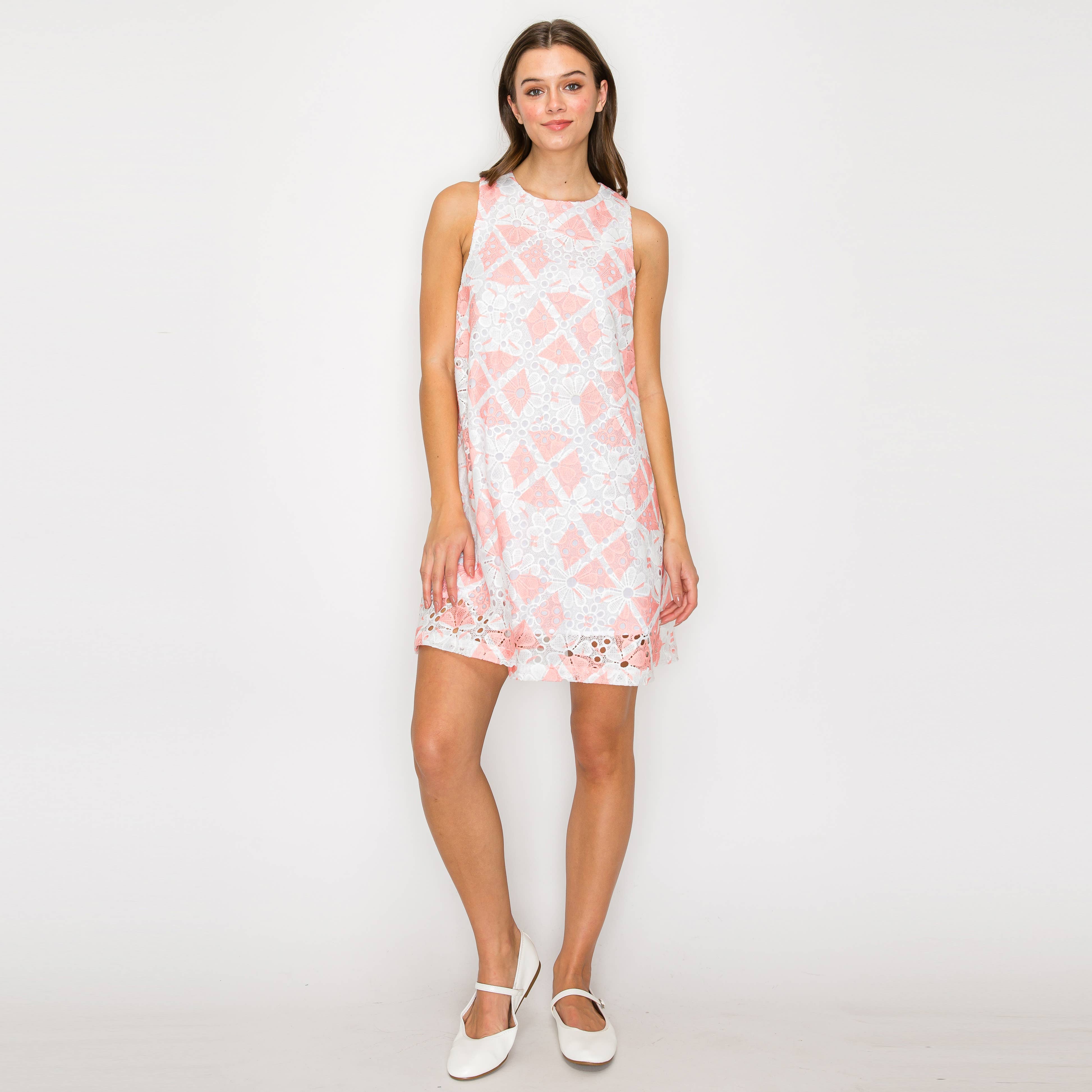 Lace Print on Lace Mini Dress