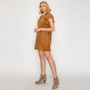 Faux Suede Flutter Sleeve Dress