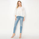Cotton eyelet voluminous sleeves top