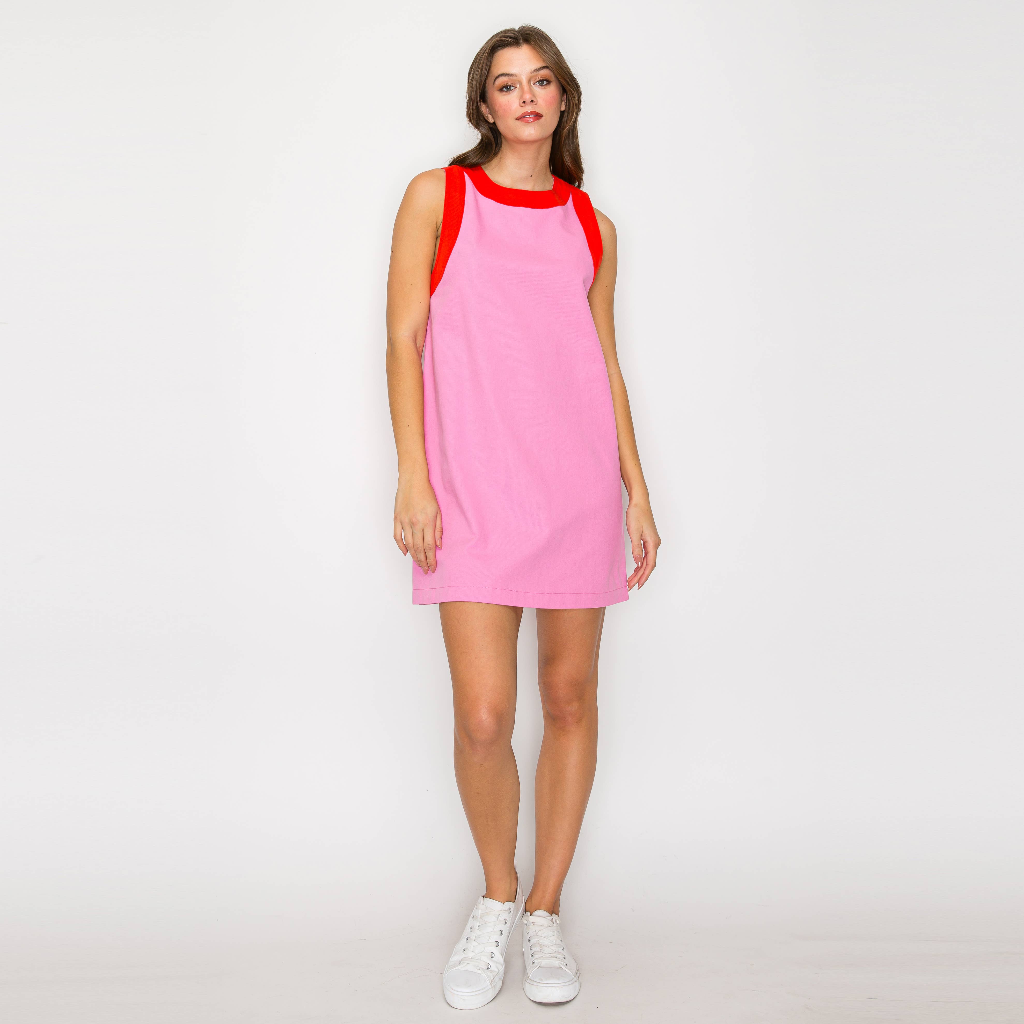 Pink & Red Retro Mod Look Mini dress