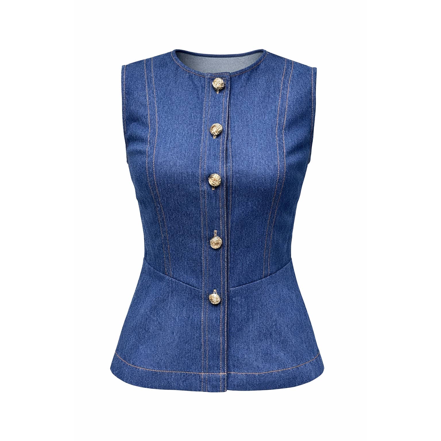 The Tailored Denim Peplum Top