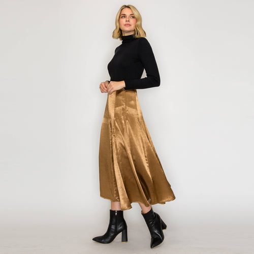 ESSENTIAL Satin Skirt for Every Girl - SEPHIA