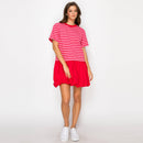 Strawberry Pink & Red Stripe Dress Bubble Skirt