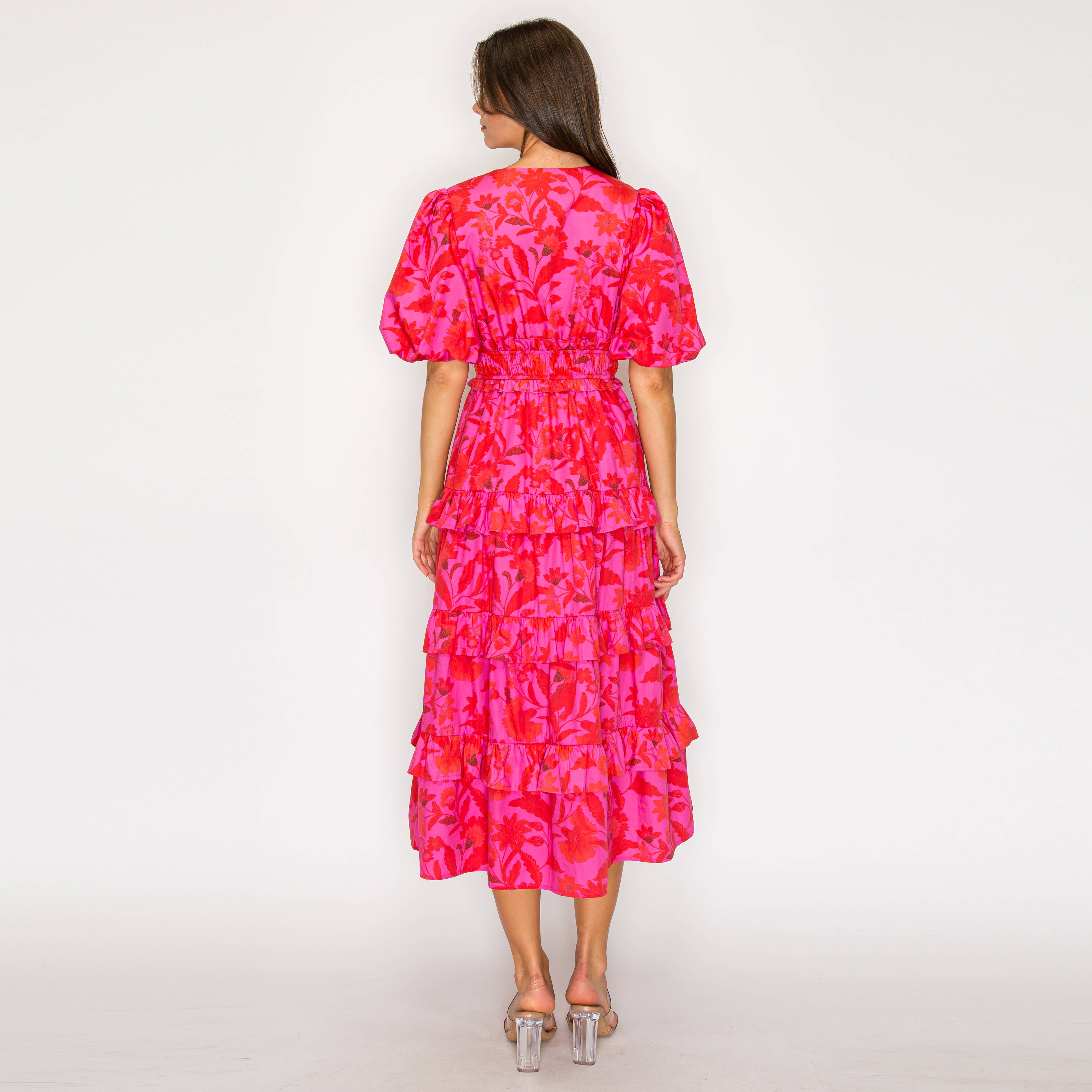 Fuchsia Garden Dream Midi Dress