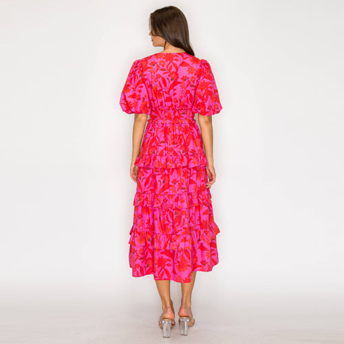 Fuchsia Garden Dream Midi Dress