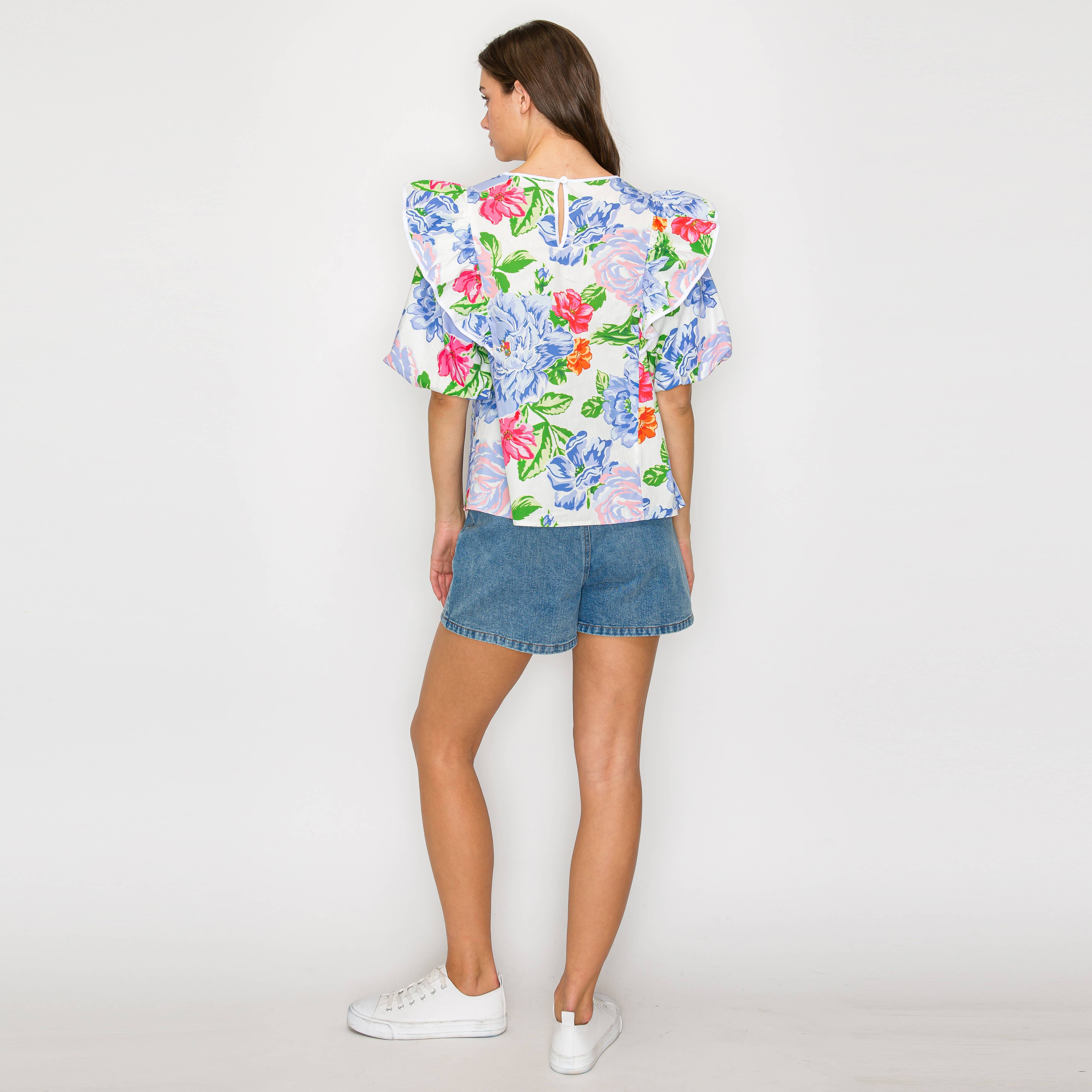 Blooming Flower Print Cotton Top