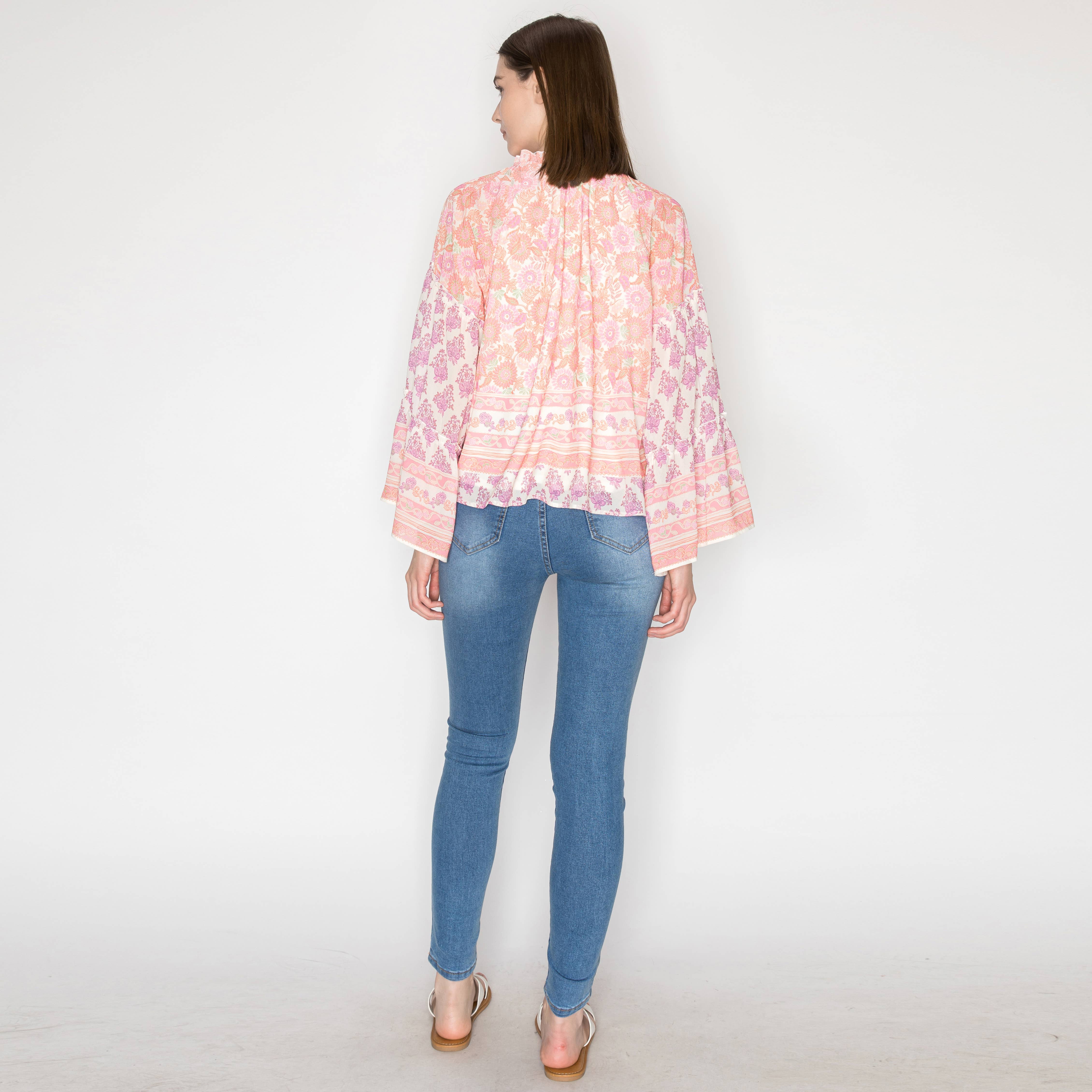 Vintage paisley print long sleeves top