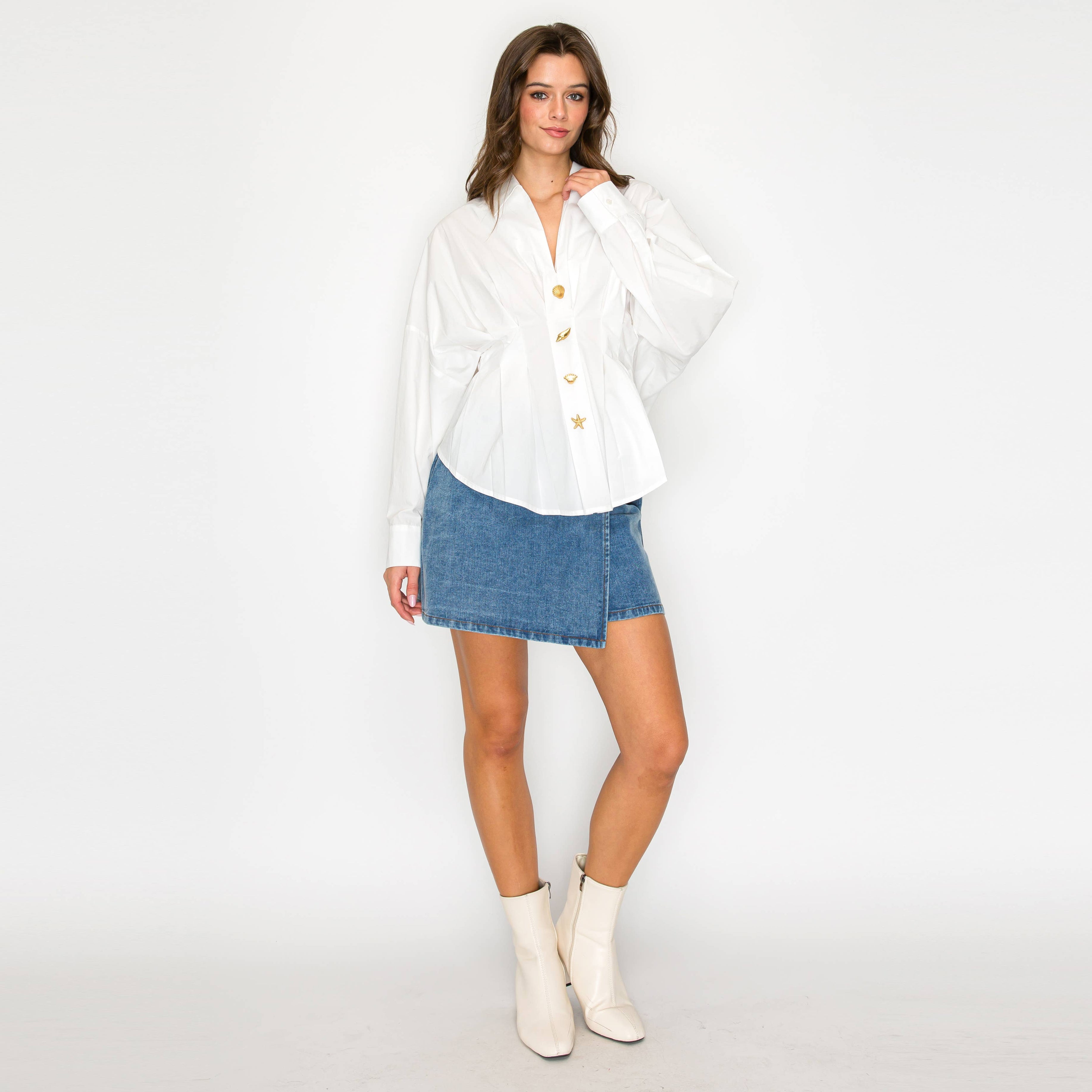 The Golden Shell Draped Blouse