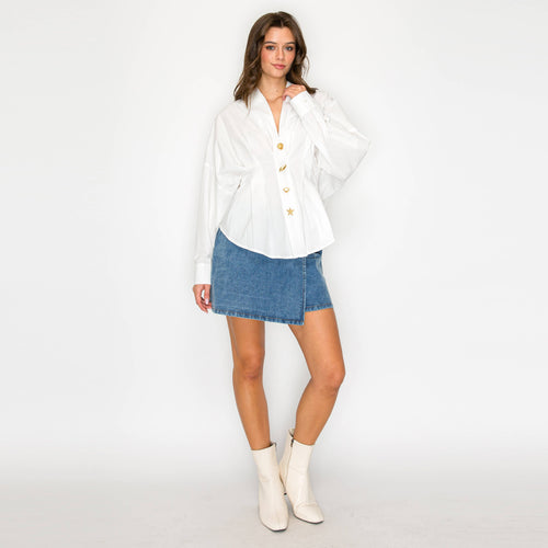 The Golden Shell Draped Blouse