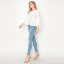 Cotton eyelet voluminous sleeves top