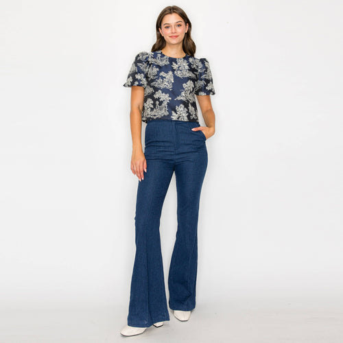 Toile Jacquard pattern top