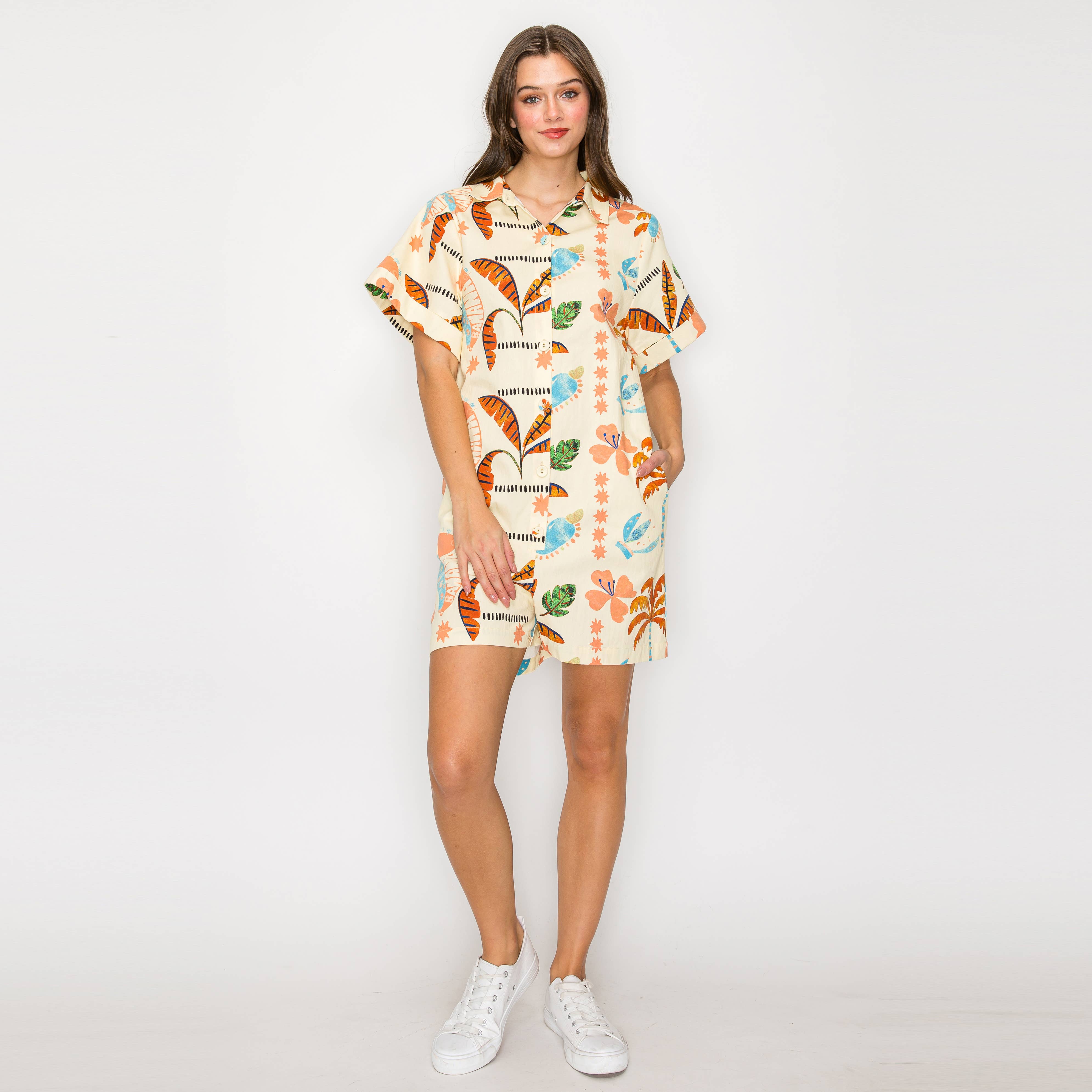 Brown Summer Tropical Romper