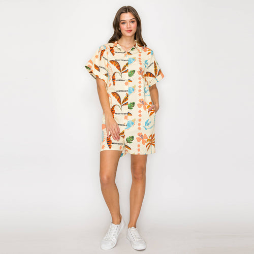 Brown Summer Tropical Romper