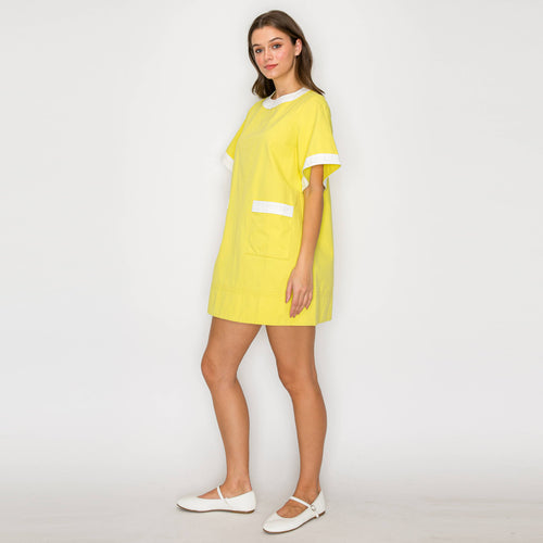 Lemon & White Retro Mod Look Mini dress