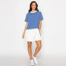 Cool Blue & White Stripe Mini Dress Bubble Skirt