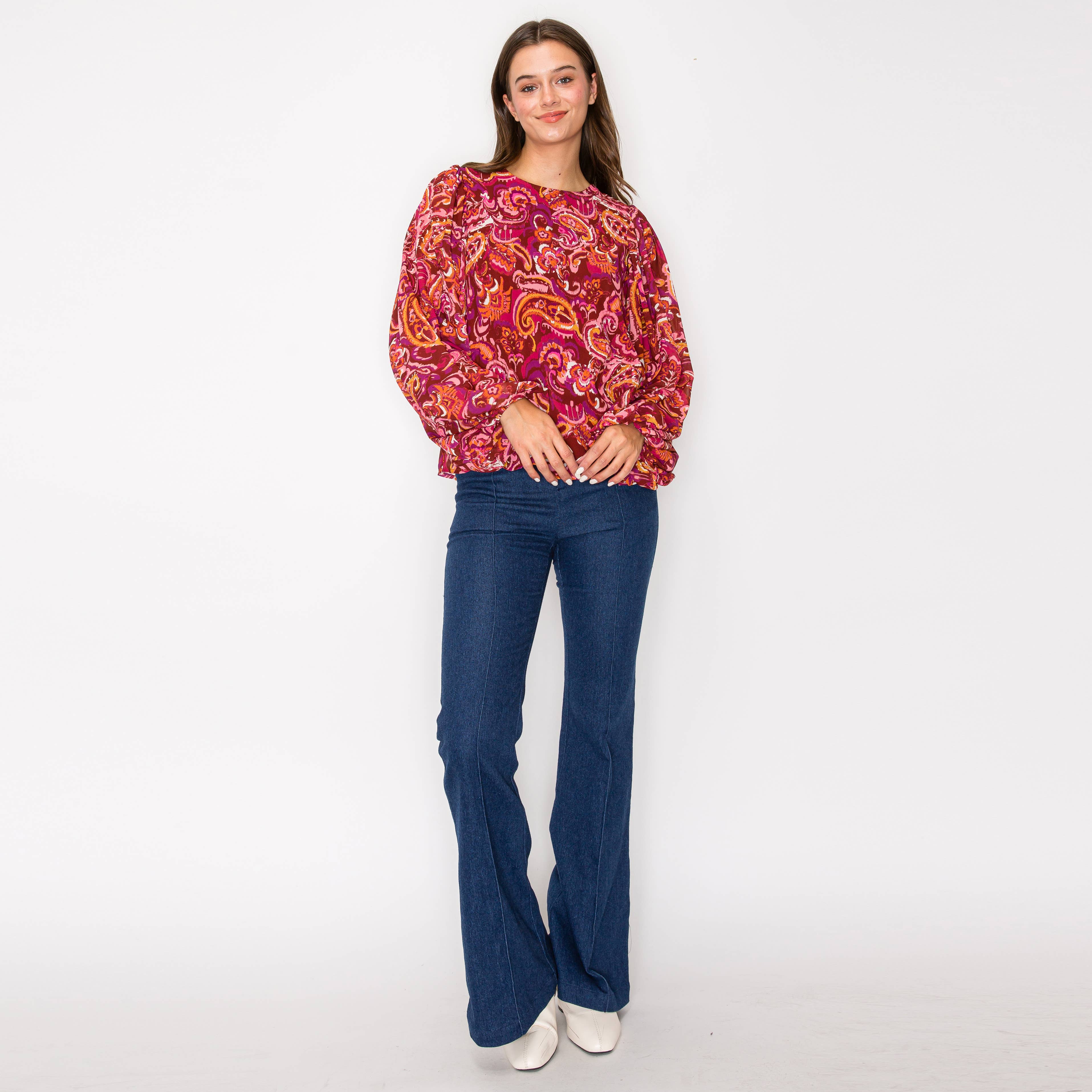 Gypsy Paisley Dramatic Sleeve Blouse