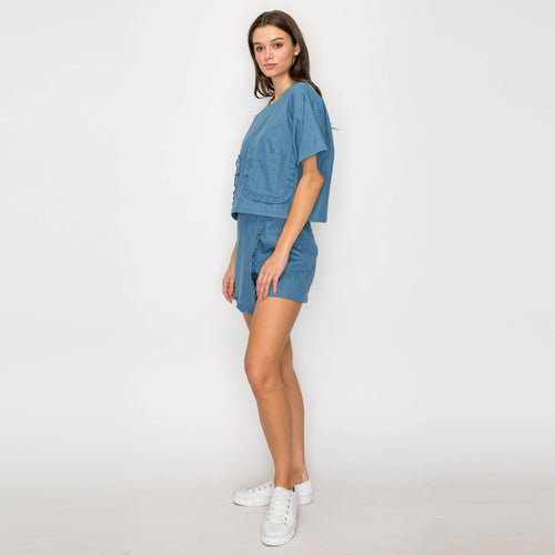Ruffle Ruffle denim skort