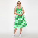 Lucky Green Stripe Classic Midi Dress