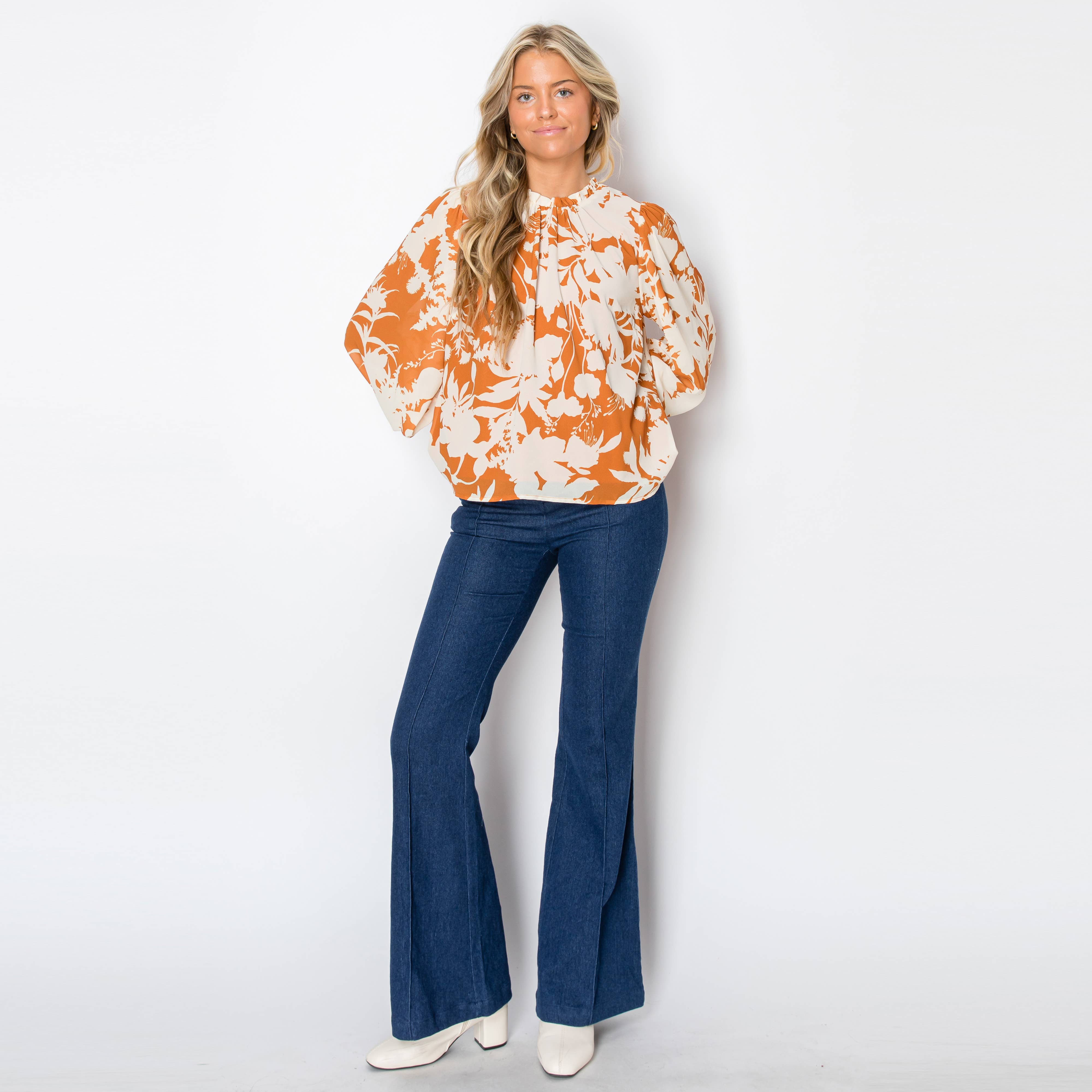 Golden Mustard Floral Blouse