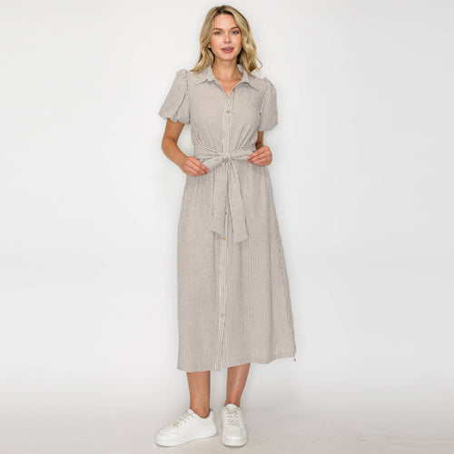 Tortilla Stripe Midi Shirt Dress