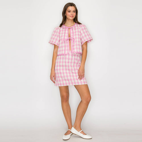 Pink Gingham Plaid Mini Skirt