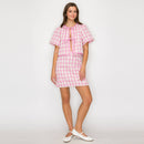 Pink Gingham Plaid Short Jacket